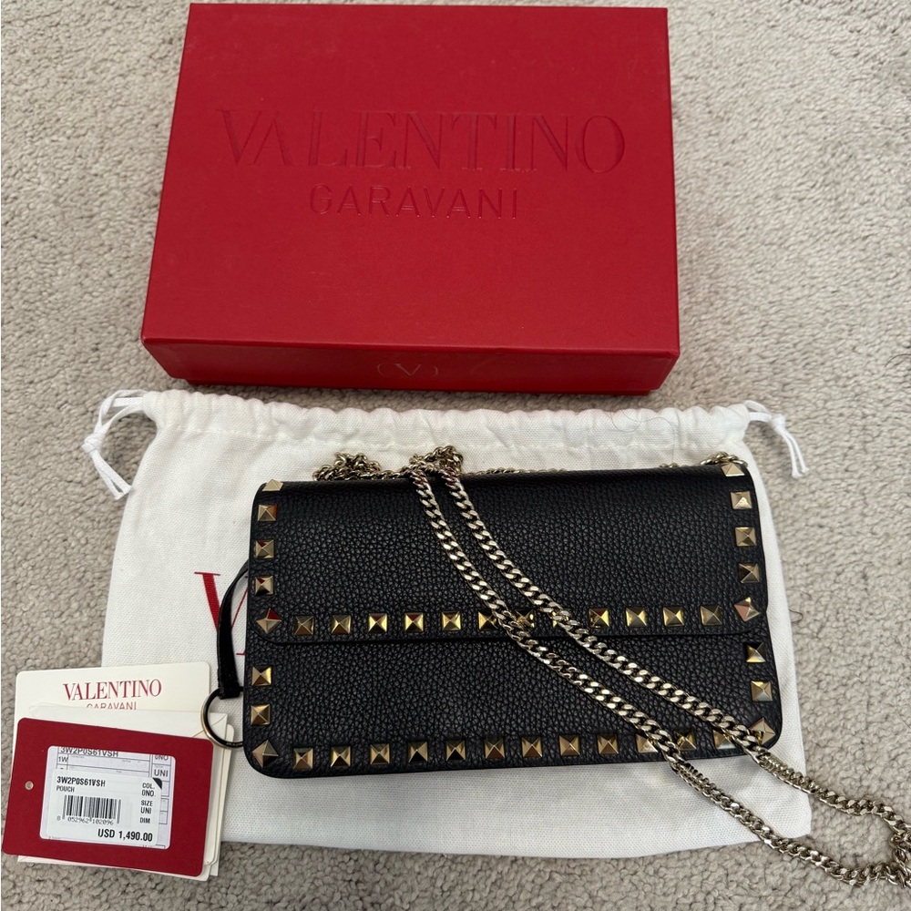 Valentino Garavani Black Crossbody with Gold Studs